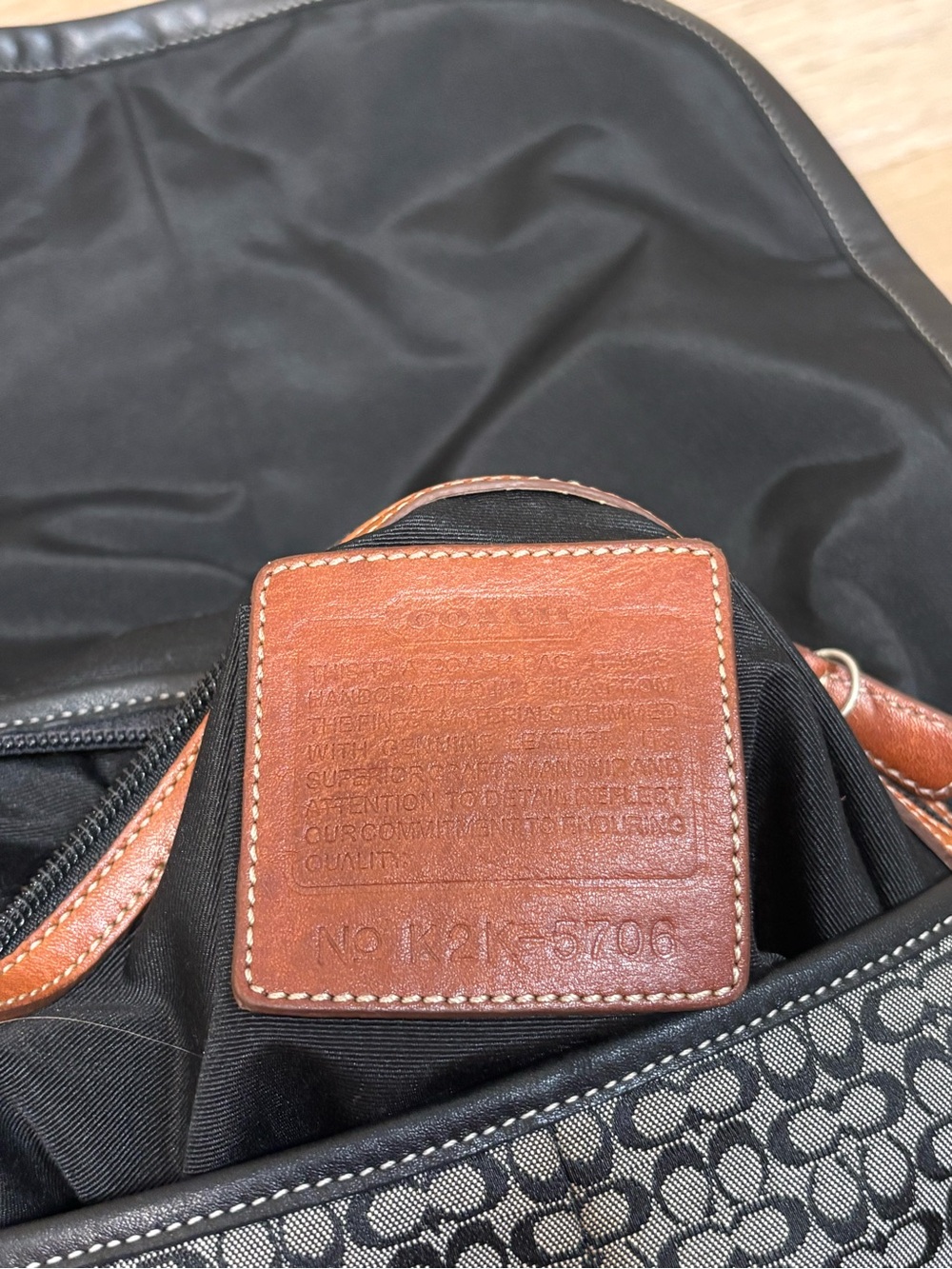 COACH Signature Black Grey Jacquard & Leather Crossbody Saddle Bag - Picture 13 of 14